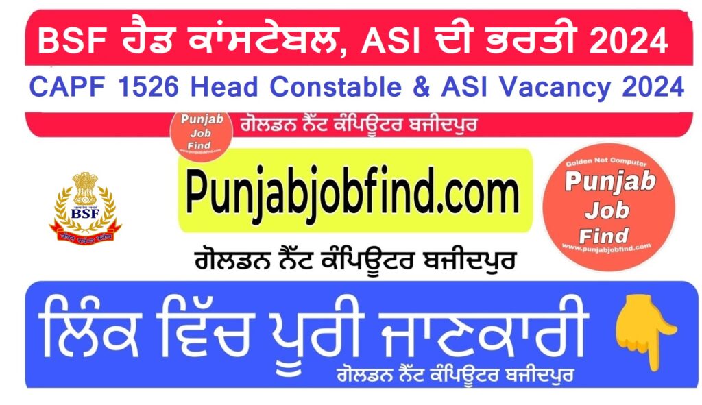 CAPF 1526 Head Constable & ASI Vacancy 2024