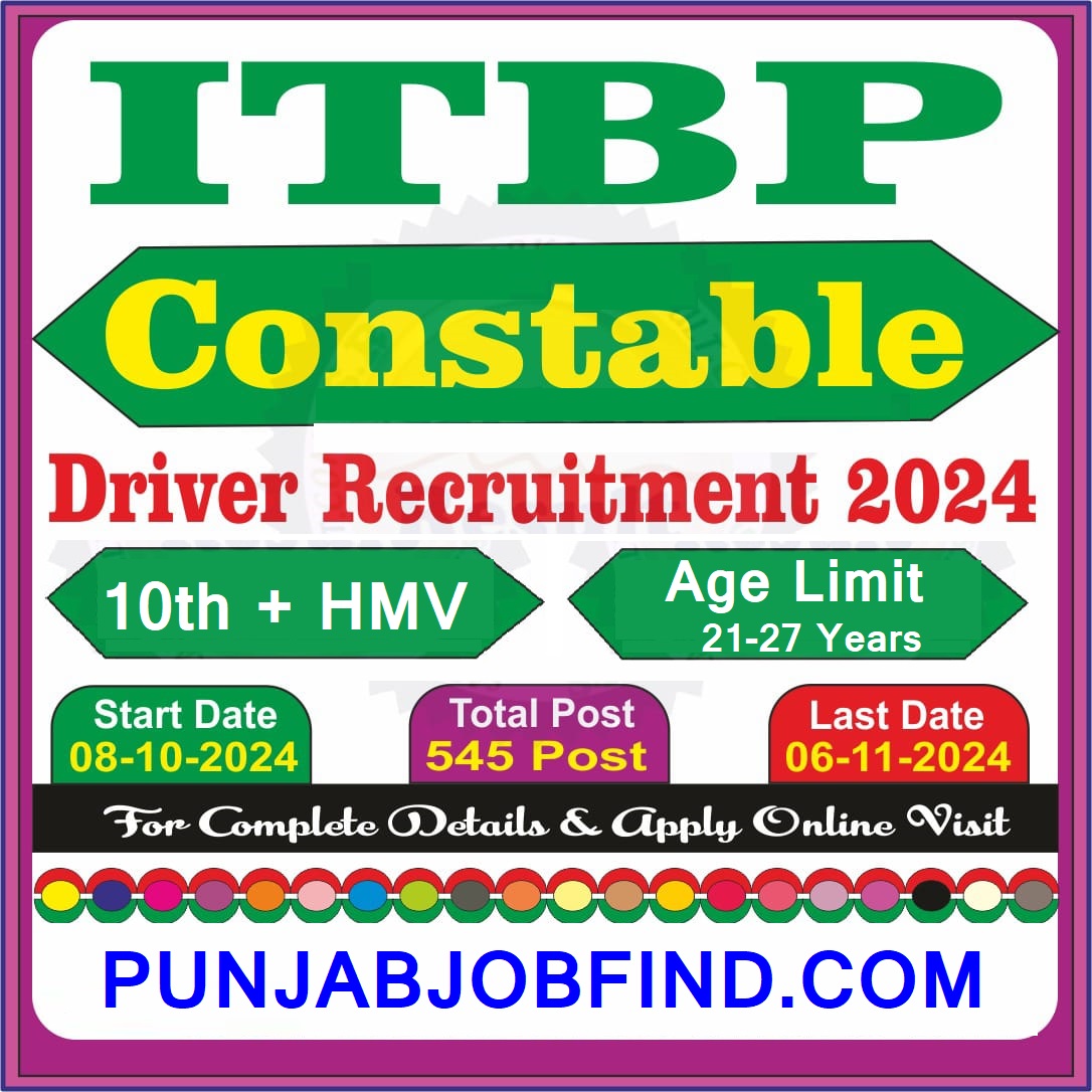 ITBP 545 Constable (Driver) Vacancy Online Form 2024