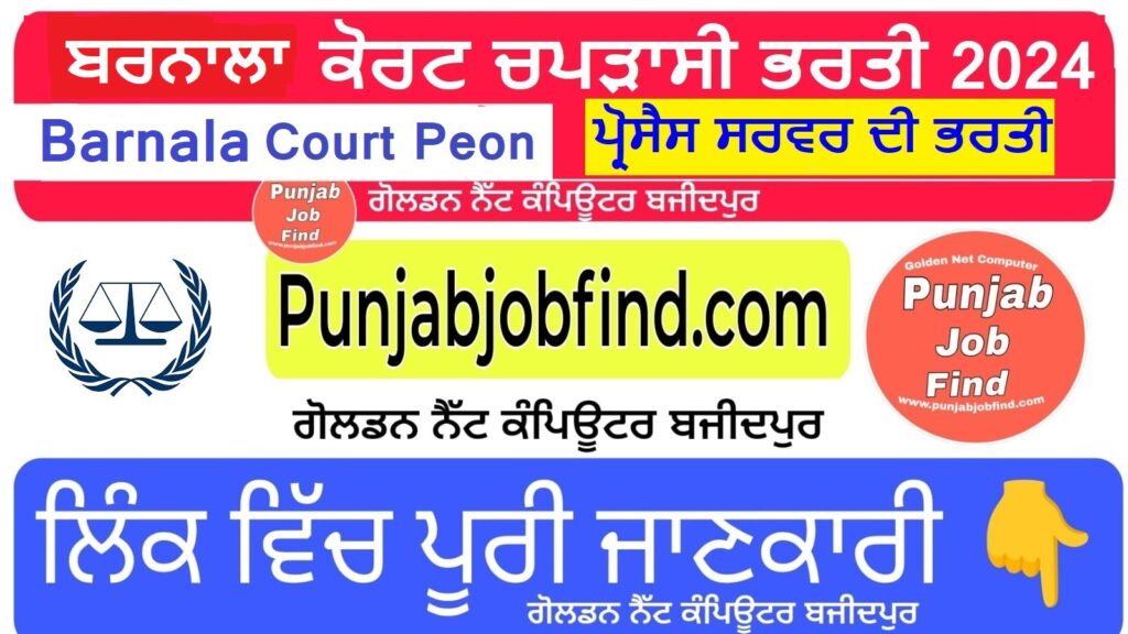 Barnala Court Peon & Process Server Vacancy 2024